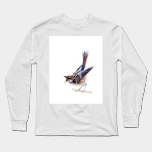 Angry sparrow watercolor bird print Long Sleeve T-Shirt